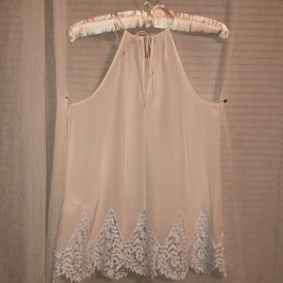 Lilly Pulitzer S Silk Resort White Ivory Diem Sleeveless Top with Lace - Picture 7 of 16
